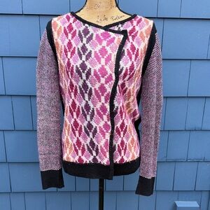 Vintage Rapsodia Pink and Black Geometric Cardigan